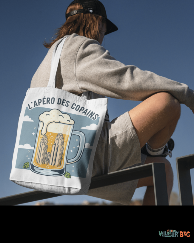 Tote bag Villeurbanne personnalisé | Sac cabas Gratte-Ciel | Vin, Bière ou Café