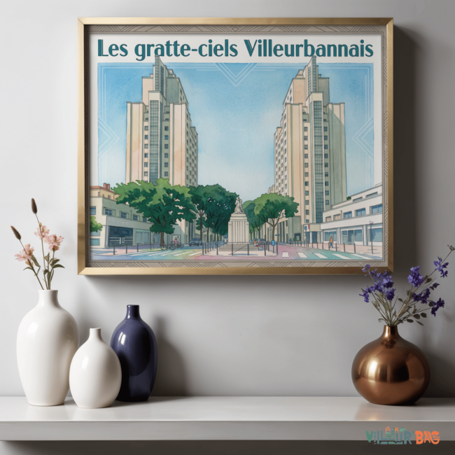 Affiche aquarelle des Gratte-Ciels et la statue du