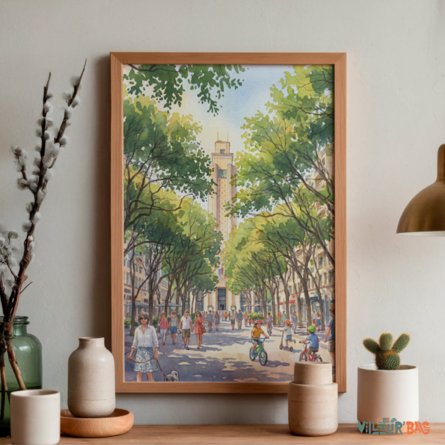 Affiche l'été sur l'avenue Henri Barbusse de Villeurbanne