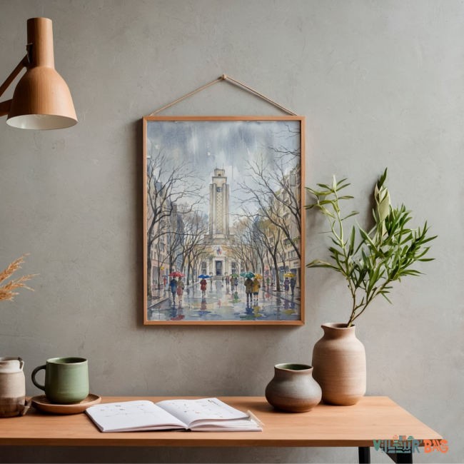 3 affiches de la pluie sur l'avenue Henri Barbusse de Villeurbanne