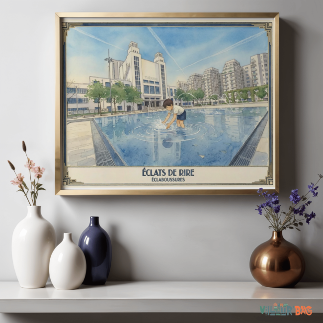 2 affiches d'un enfant dans un bassin de la place Lazare Goujon