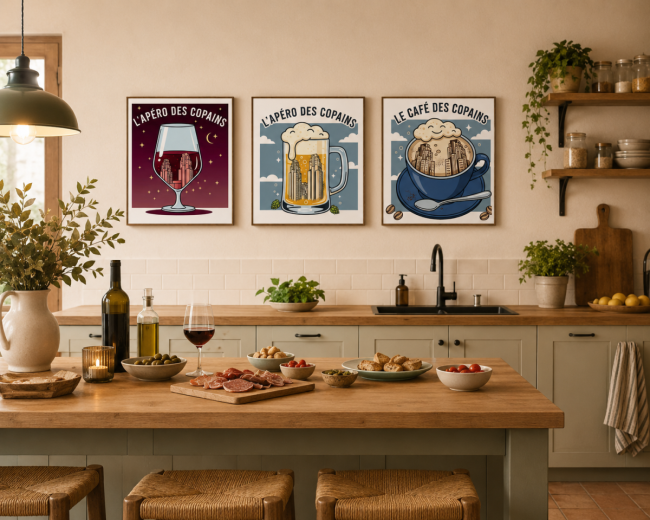 3 affiches les boissons des Gratte-Ciels de Villeurbanne 🍺🍷☕